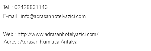 Adrasan Hotel Grand Yazc telefon numaralar, faks, e-mail, posta adresi ve iletiim bilgileri